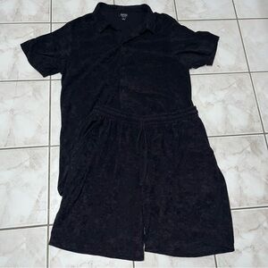 boohooMAN Towelling Shirt & Short Set Size 2XL